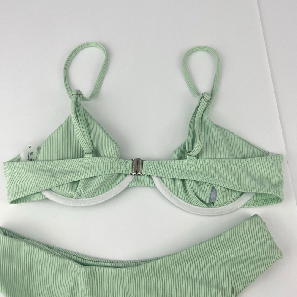 Shein  Green Ribbed  Underwire Bikini Swimsuit M NWT - Picture 5 of 6